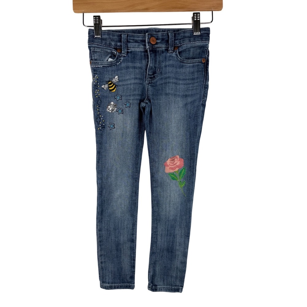 Gap Kids Bee/Star Aplique Super Skinny Jeans size 6 Blue